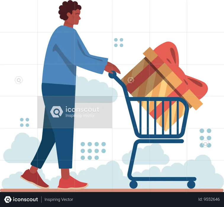 Man doing gift shopping  Illustration