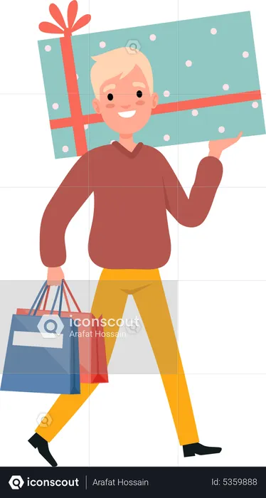 Man doing gift shopping  Illustration