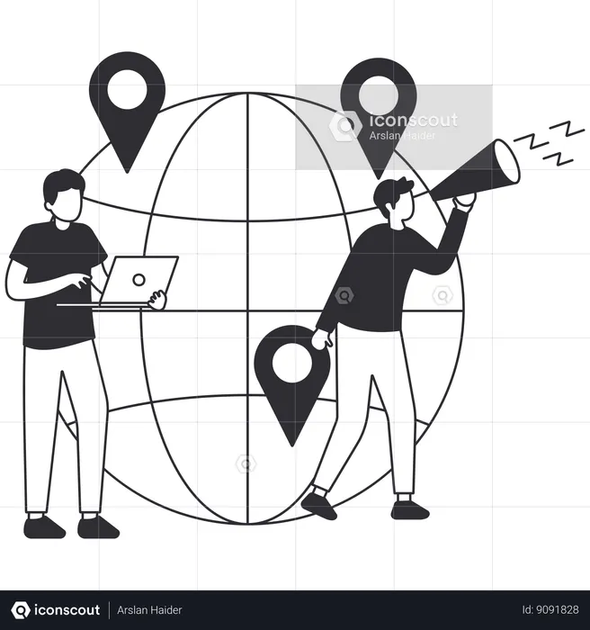 Man doing Global Connection  Illustration