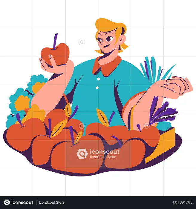 Man doing groceries on weekend  Illustration