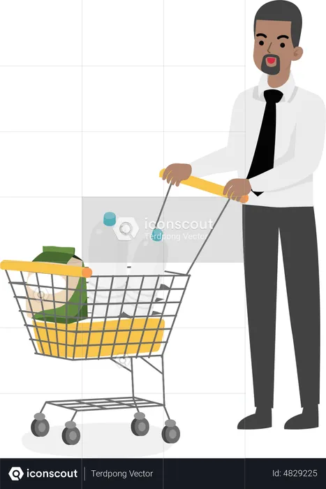 Man doing grocery shopping  Illustration