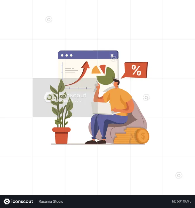Man doing growth analysis  Illustration