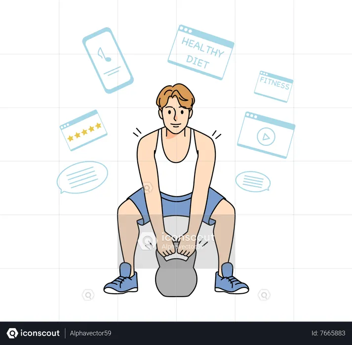 Man doing gym workout  Illustration