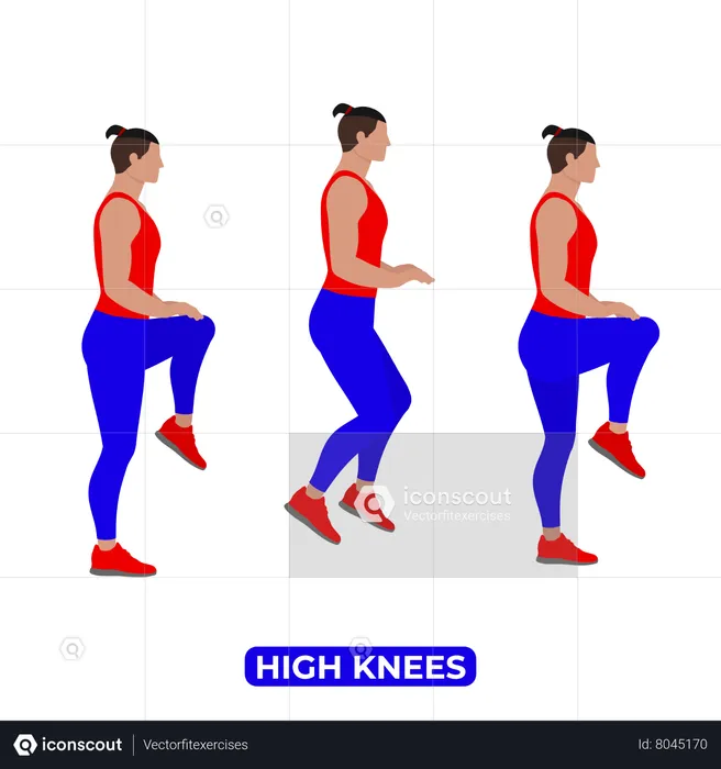 Man Doing High Knees Exercise  Illustration