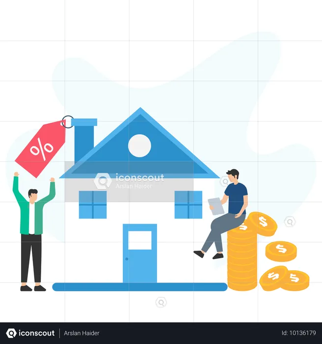 Man doing House Bargain  Illustration