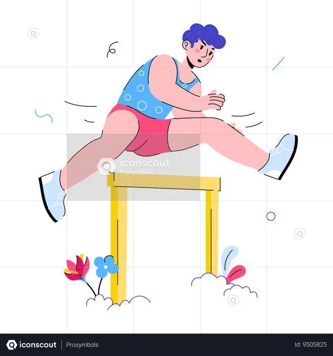 Man doing Hurdle Jump  Illustration
