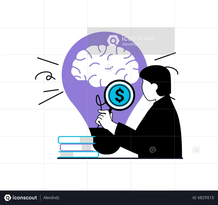 Man doing idea analysis  Illustration