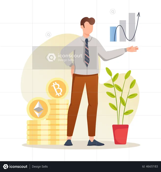 Man doing investment in NFT  Illustration