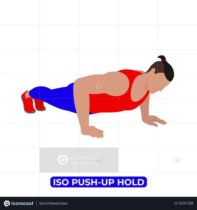 Man Doing Iso Push Up Hold Exercise  Illustration