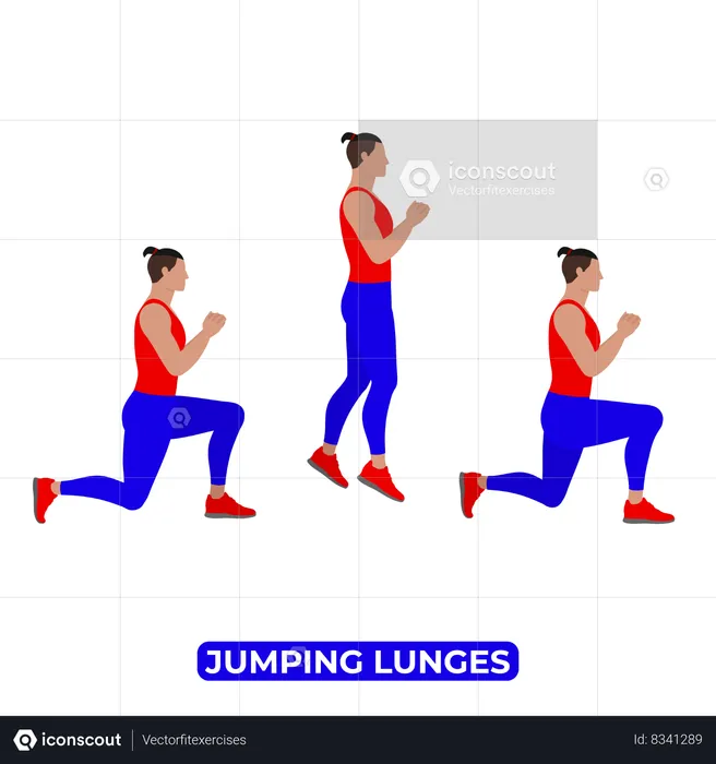 Man Doing Jumping Lunges Exercise  Illustration