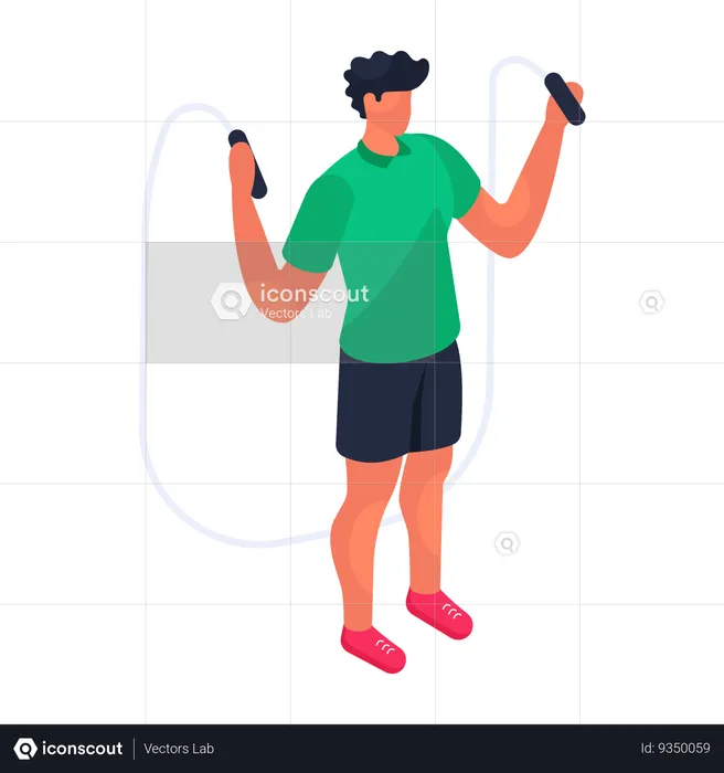 Man doing jumping with rope  Illustration