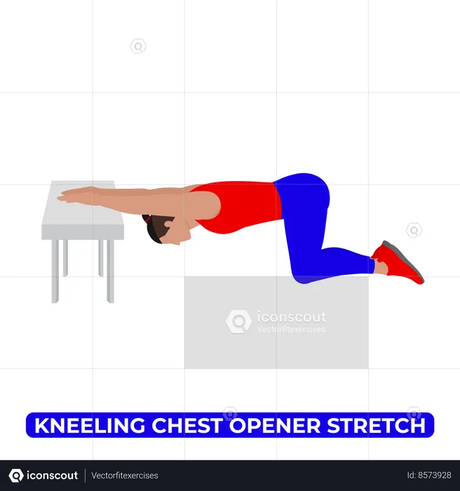 Man Doing Kneeling Chest Opener Stretch  Illustration