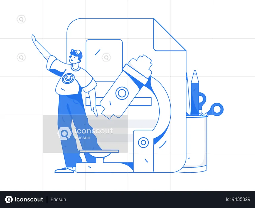 Man doing Lab research report  Illustration
