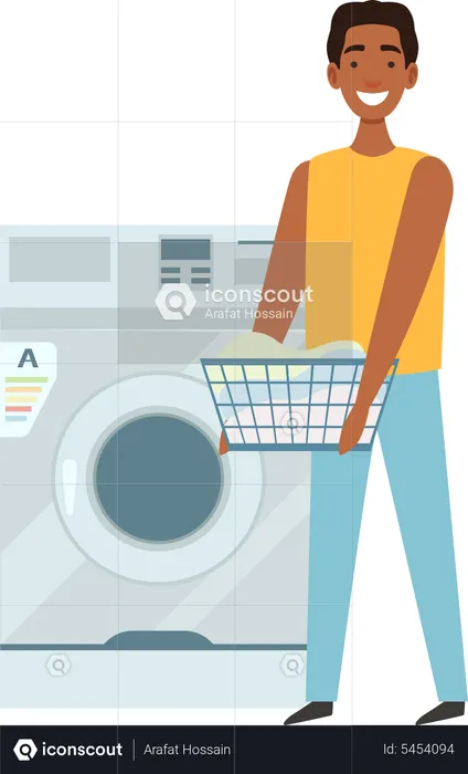 Man doing laundry  Illustration