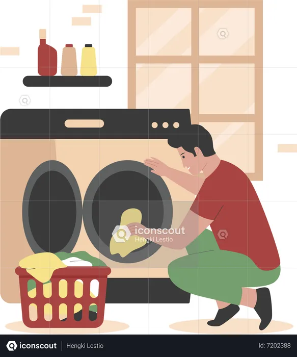 Man doing laundry  Illustration