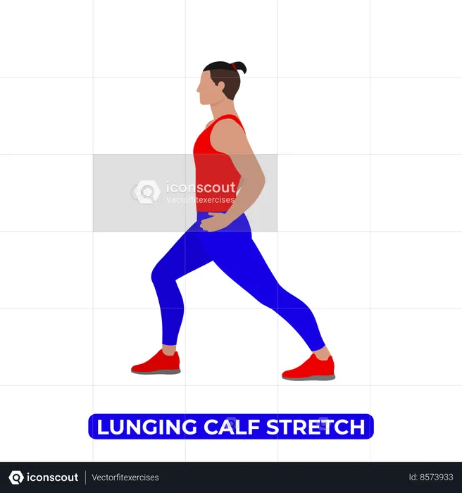 Man Doing Lunging Straight Leg Calf Stretch  Illustration