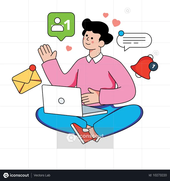 メールマーケティングを行う男性  イラスト