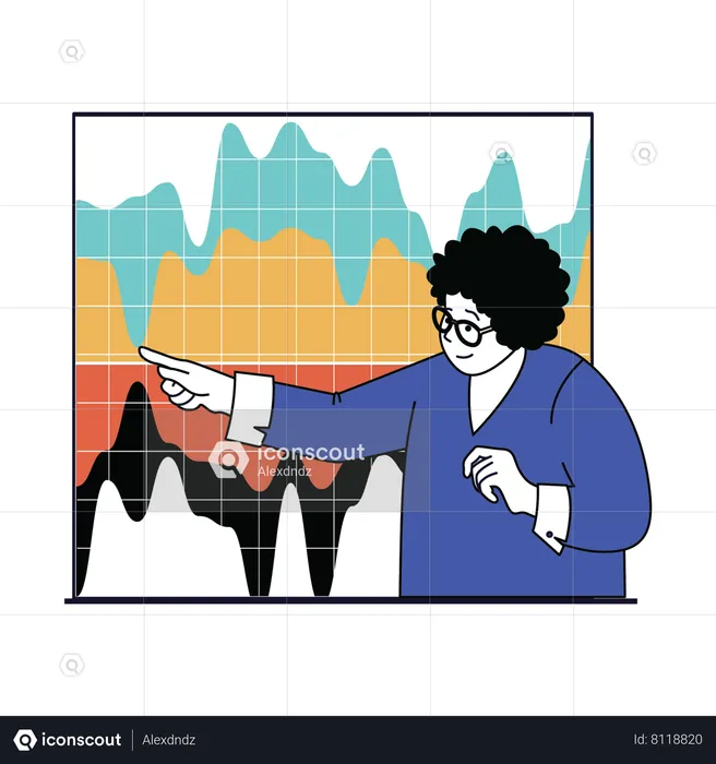 Man doing market analysis  Illustration