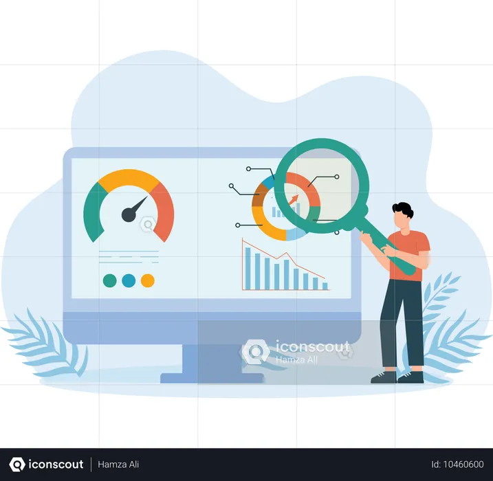 Man doing Market research  Illustration