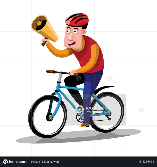 Man doing marketing on cycle  Illustration