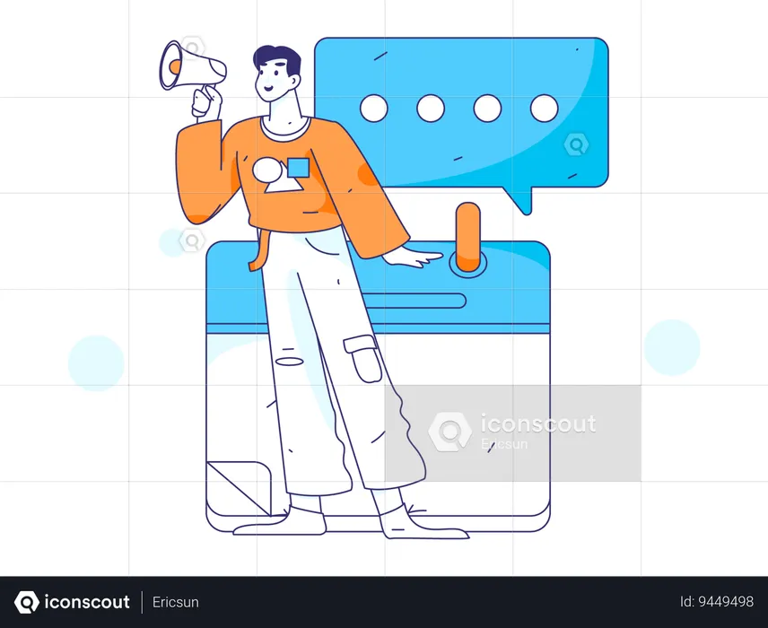 Man doing marketing with schedule  Illustration