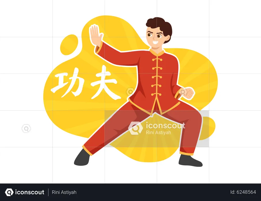 Man doing Martial Art  Illustration