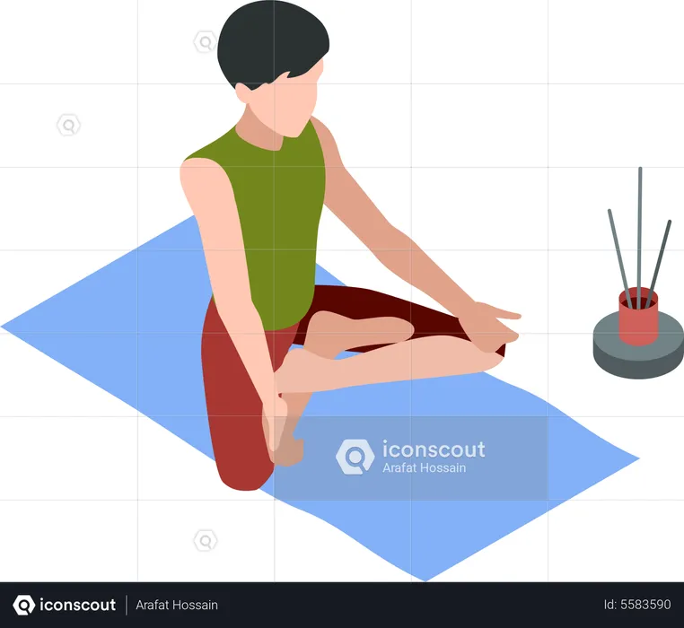 Man doing meditation in morning  Illustration