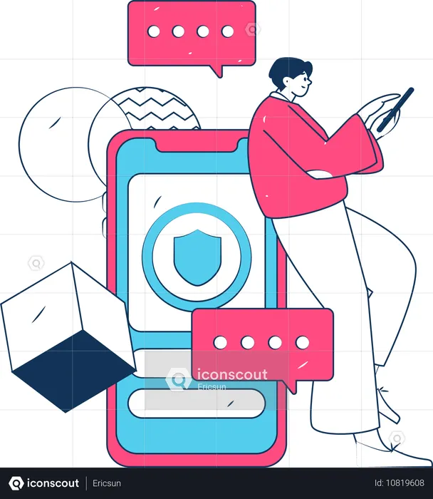 Man doing mobile chatting  Illustration