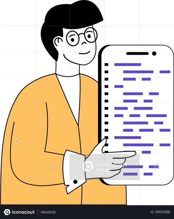 Man doing mobile coding  Illustration