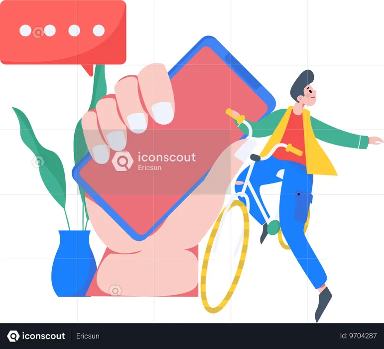 Man doing mobile marketing  Illustration