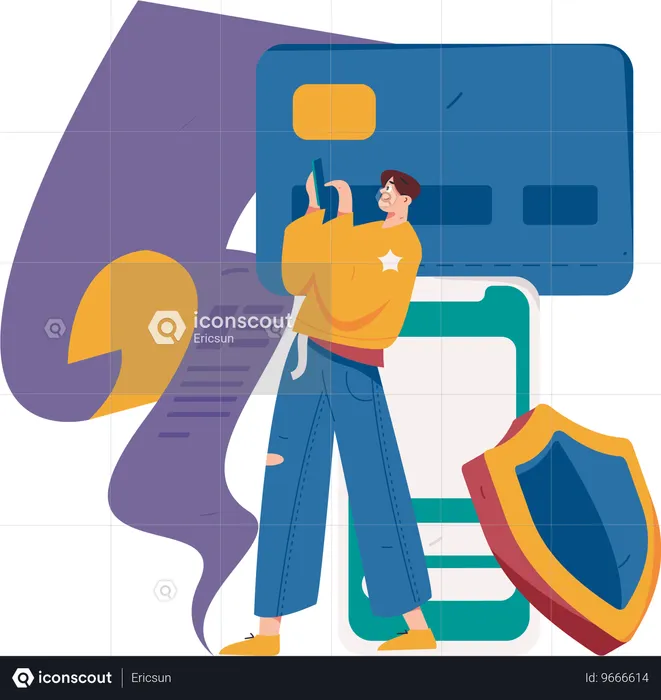 Man doing mobile payment  Illustration