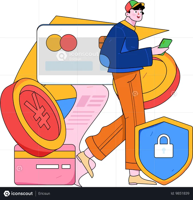 Man doing mobile payment  Illustration