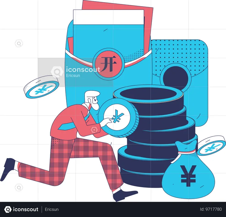 Man doing mobile shopping  Illustration