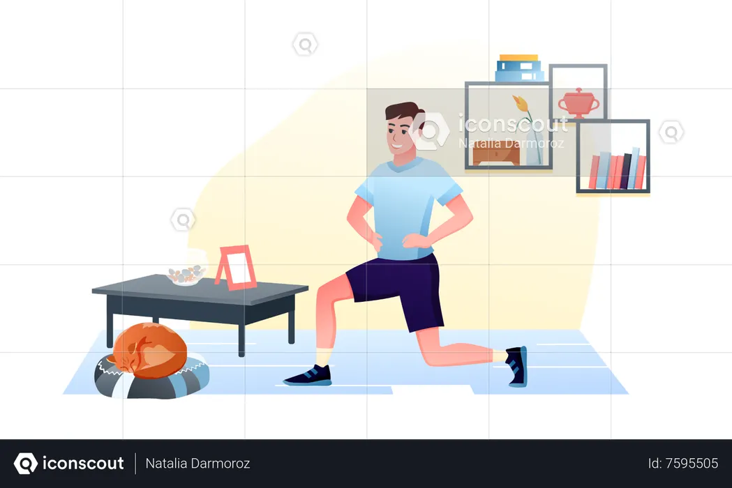 Man doing morning exercise  Illustration