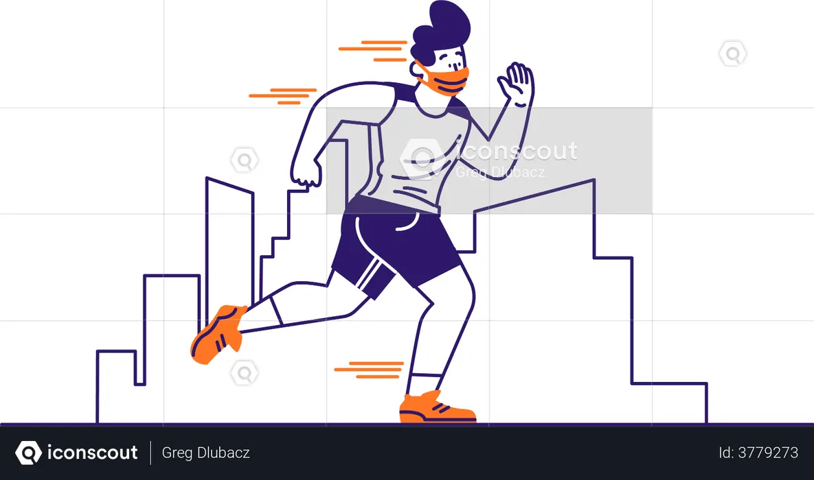 Man doing morning run  Illustration