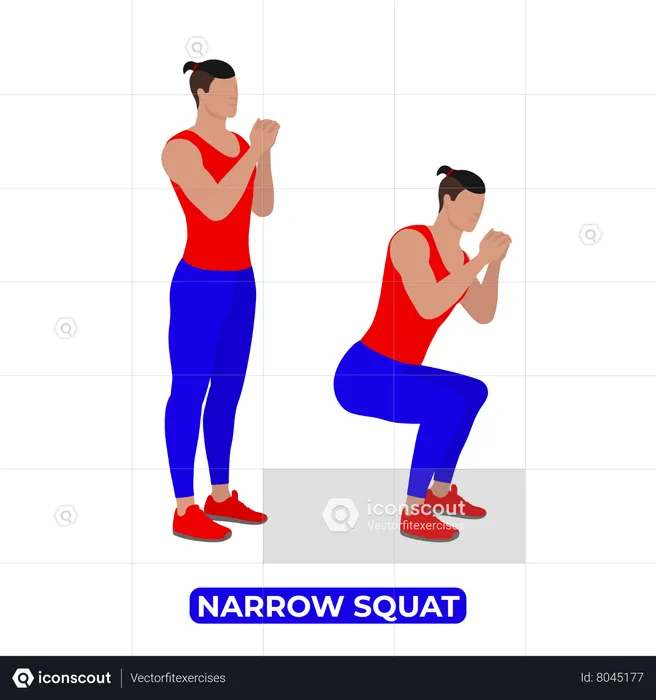 Man Doing Narrow Squat Exercise  Illustration