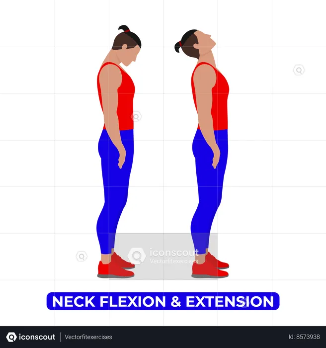 Man Doing Neck Flexion and Extension  Illustration