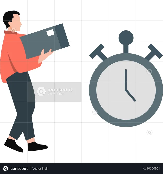 Man doing on time delivery  Illustration