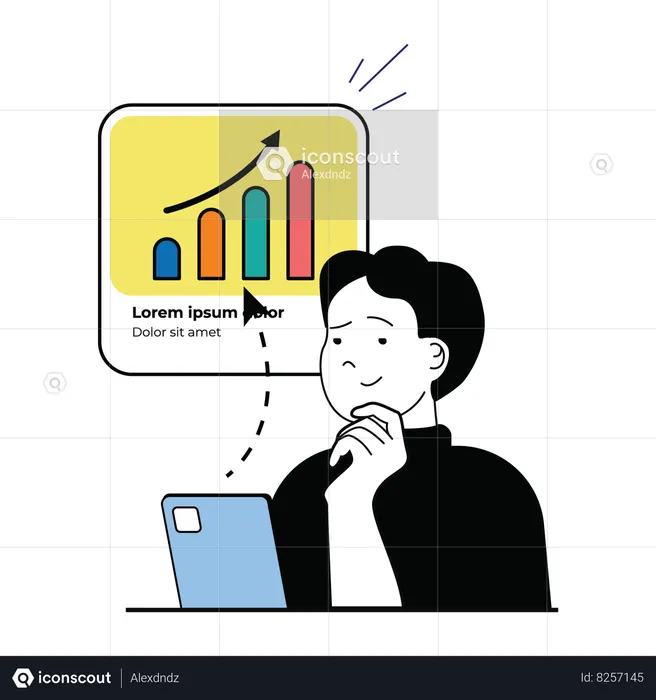 Man doing online analysing of his business  Illustration