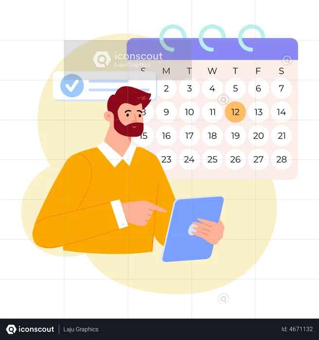 Man doing online appointment booking  Illustration