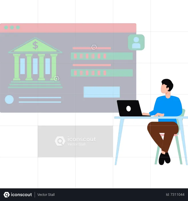 Man doing online banking  Illustration