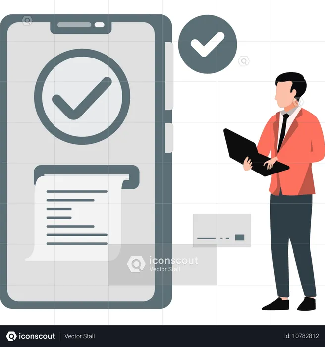 Man doing online bill done  Illustration