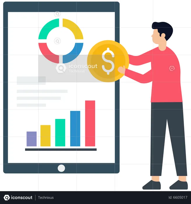 Man doing online Budget Planning  Illustration