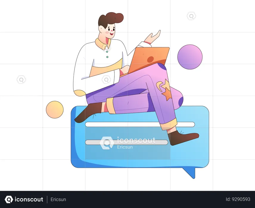 Man doing online business consultation  Illustration