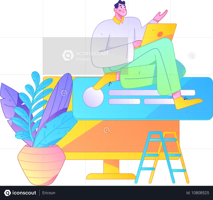 Man doing online business discussion  Illustration