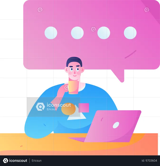 Man doing online chatting  Illustration