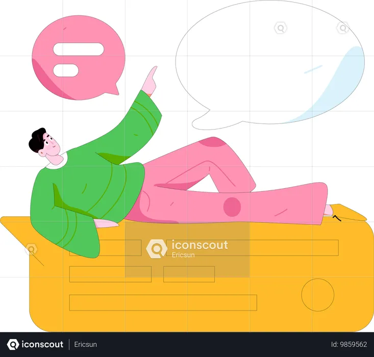 Man Doing Online Chatting  Illustration