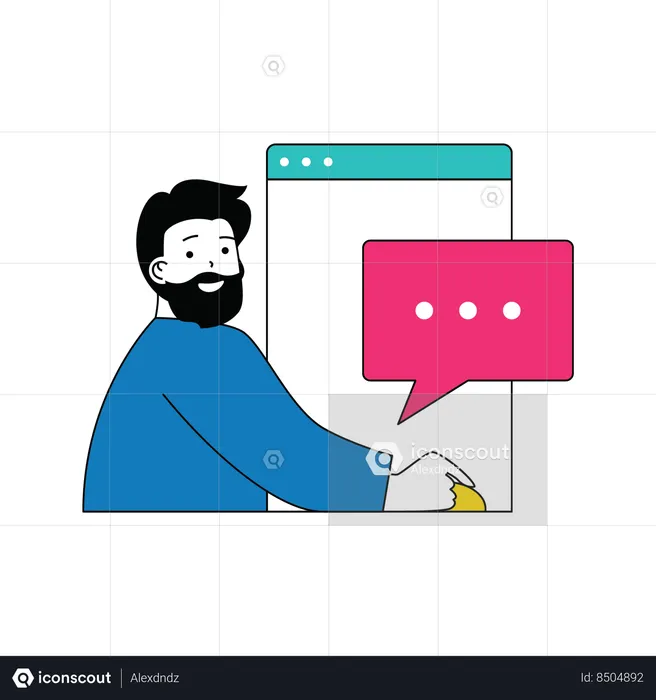 Man doing online chatting  Illustration