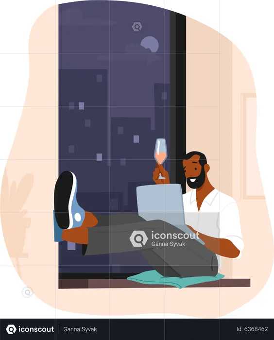 Man doing online dating  Illustration