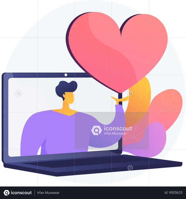 Man doing Online Dating  Illustration